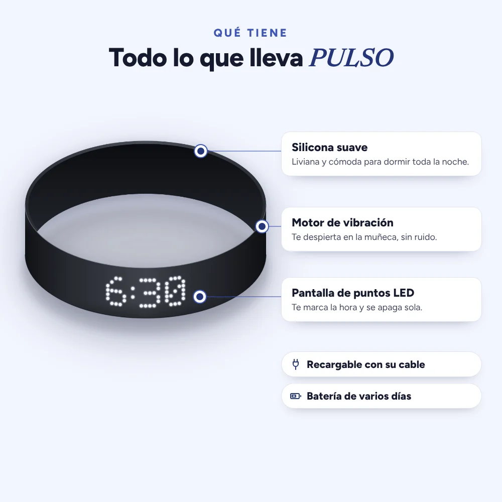 Qué tiene PULSO: pantalla LED, motor de vibración y silicona suave